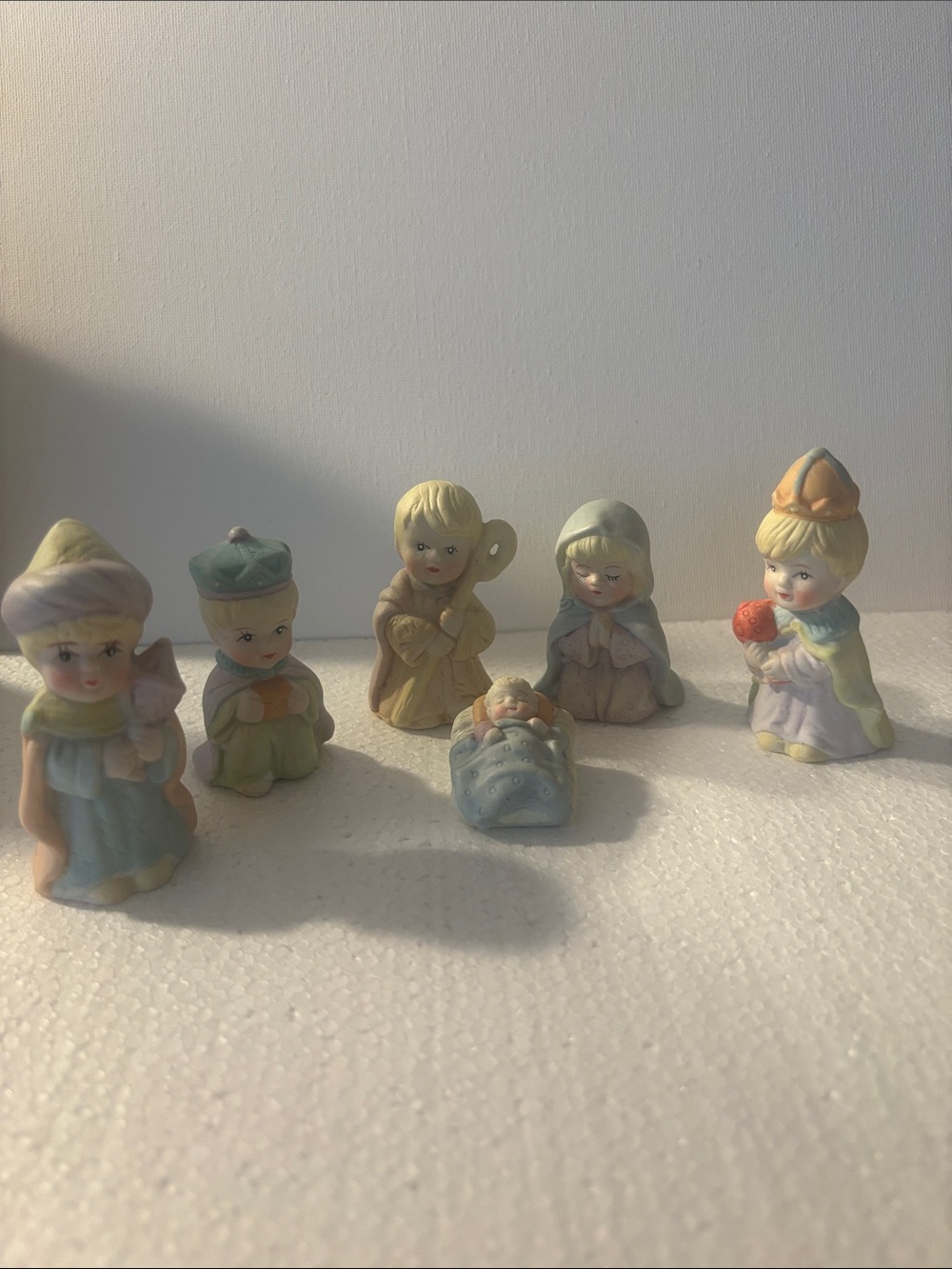 Pastel Nativity Figurine Set - Blue & Cream